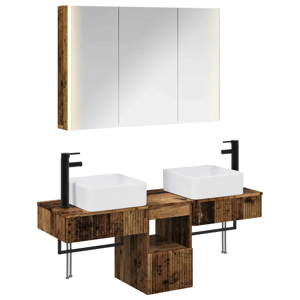 Set di Armadi da Bagno 4 pz Legno antico Legno ingegnerizzato 3406309