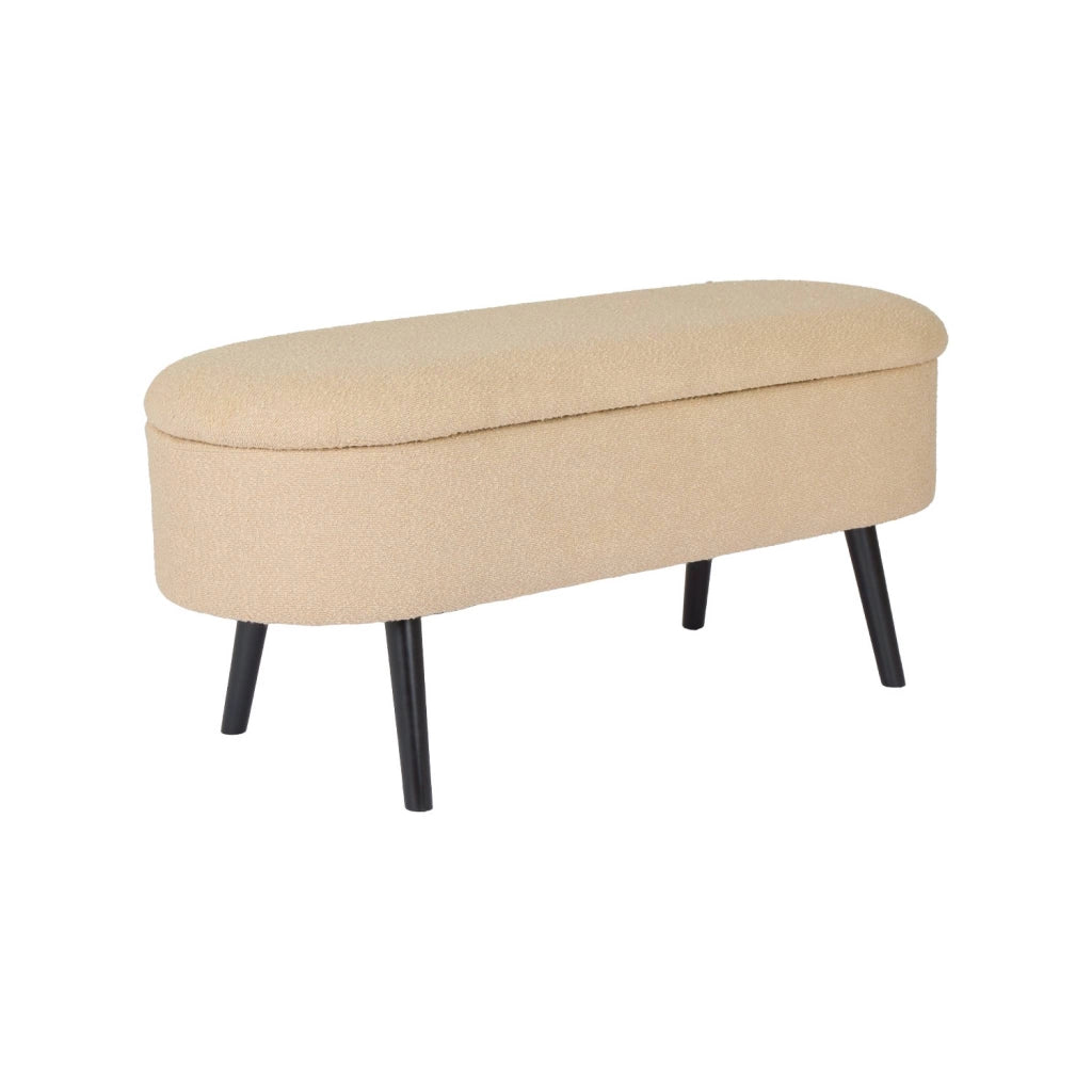 Cassapanca con rivestimento bouclé, beige