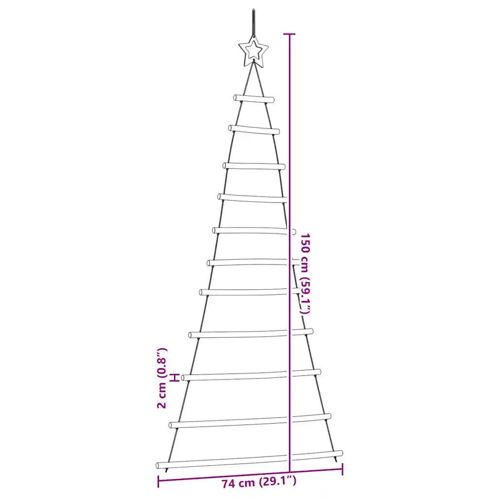 Albero di Natale sospeso con stella superiore-Decorazioni natalizie 74x150 cm Ramo naturale