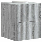 Set di 2 Comodini | Armadio da Notte | Mobiletto da notte a muro Grigio Sonoma 33 x 34,5 x 40 cm