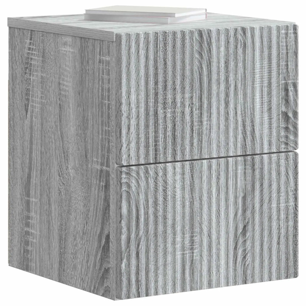 Set di 2 Comodini | Armadio da Notte | Mobiletto da notte a muro Grigio Sonoma 33 x 34,5 x 40 cm