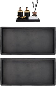 Due pezzi di piatto di servizio decorativo in nero - progetto moderno e semplice di design rettangolare - piatto di silicone per la conservazione da bagno e cucina