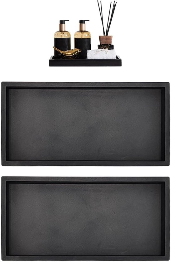 Due pezzi di piatto di servizio decorativo in nero - progetto moderno e semplice di design rettangolare - piatto di silicone per la conservazione da bagno e cucina