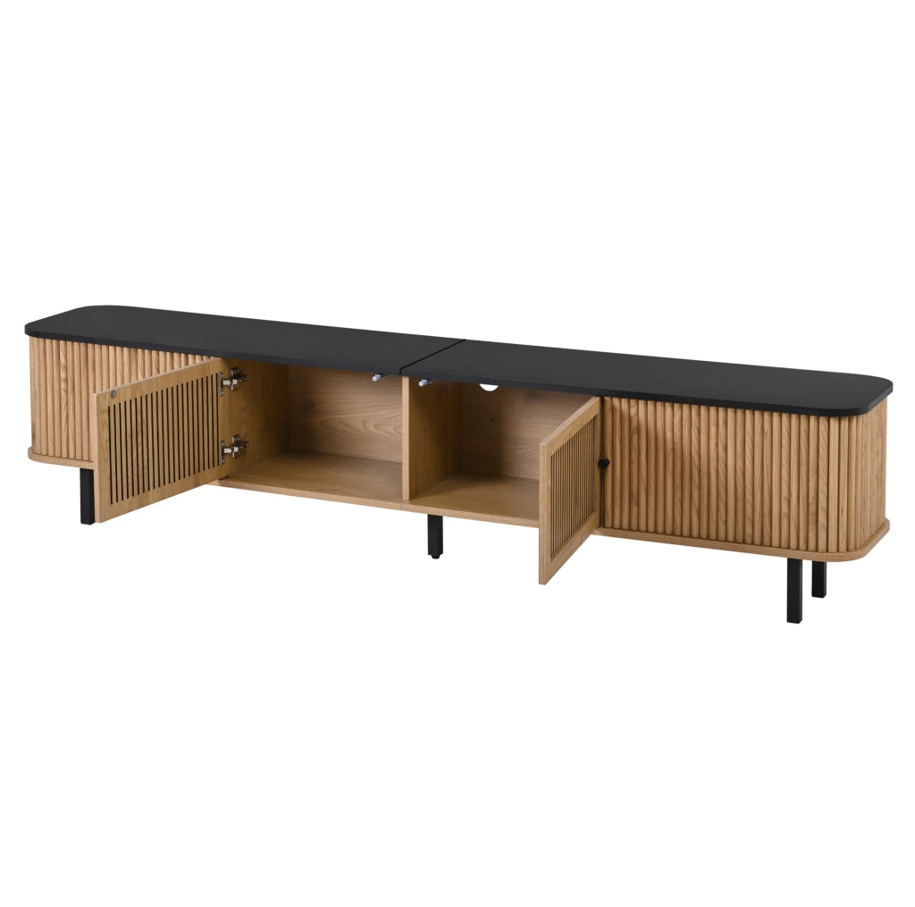 Mobile TV 190x35x45 cm con 2 ante scorrevoli e anta a griglia color rovere HOMVRA