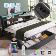 Letto imbottito con LED e USB - Xylo - 140x200 - Grigio