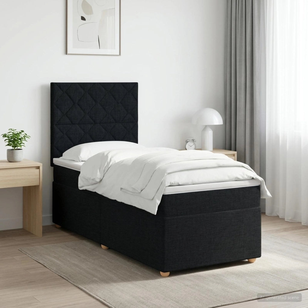 Letto box spring con materasso Nero 100 x 200 cm Tessuto 3455289