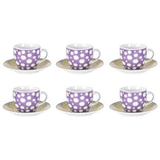 Borella 25689 Pola Set 6 Tazzine Caffe' con Piattino Ceramica