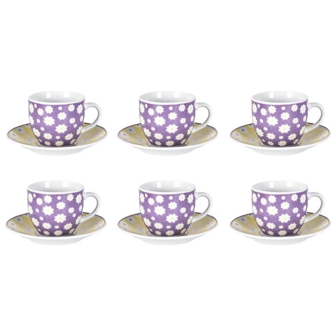 Borella 25689 Pola Set 6 Tazzine Caffe' con Piattino Ceramica