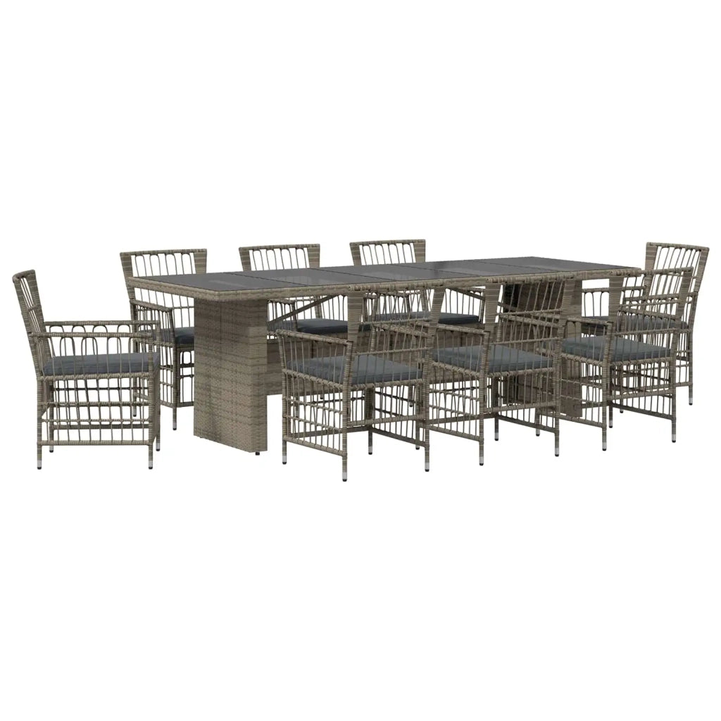 Set da pranzo per esterni 9 pz Grigio polyrattan 3448946