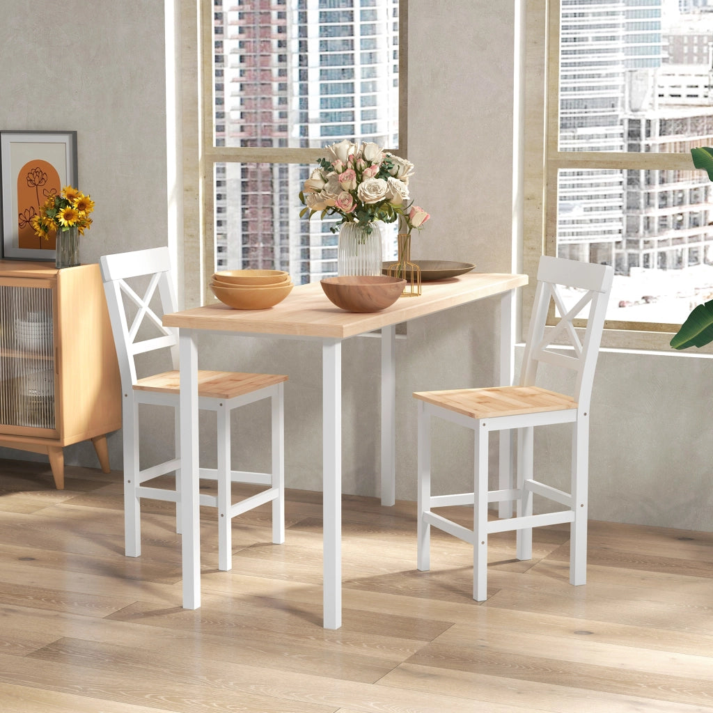 Set 2 sgabelli da bar ¨C Minimal ¨C bianco e legno naturale 41x46x97,5cm