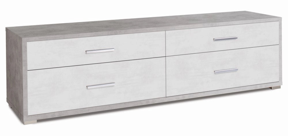 Mobile Madia 4 cassetti H50 L179 P47 Cm struttura Cemento frontali Bianco ossido Db805k Sarmog