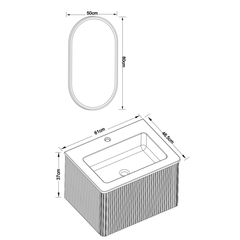 Mobile da Bagno con Lavabo Integrato e Specchio LED, per Bagno, in MDF