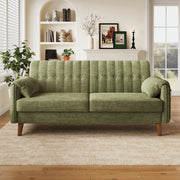 Divano 2 posti 161,5x79x83,5 cm in ciniglia verde con tasche laterali