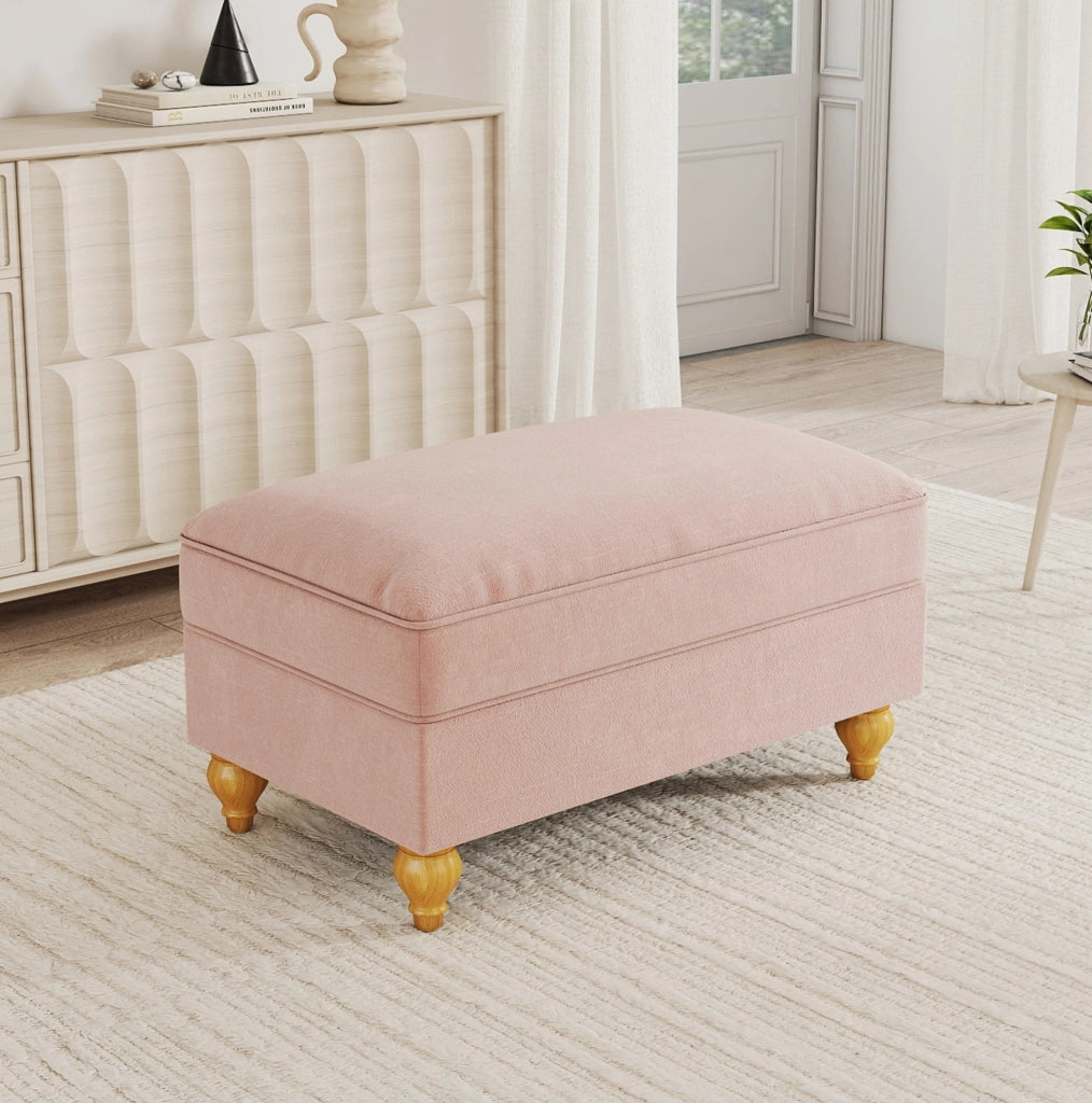 Pouf Windsor in Tessuto Chenille Rosa con Design Elegante e Versatile