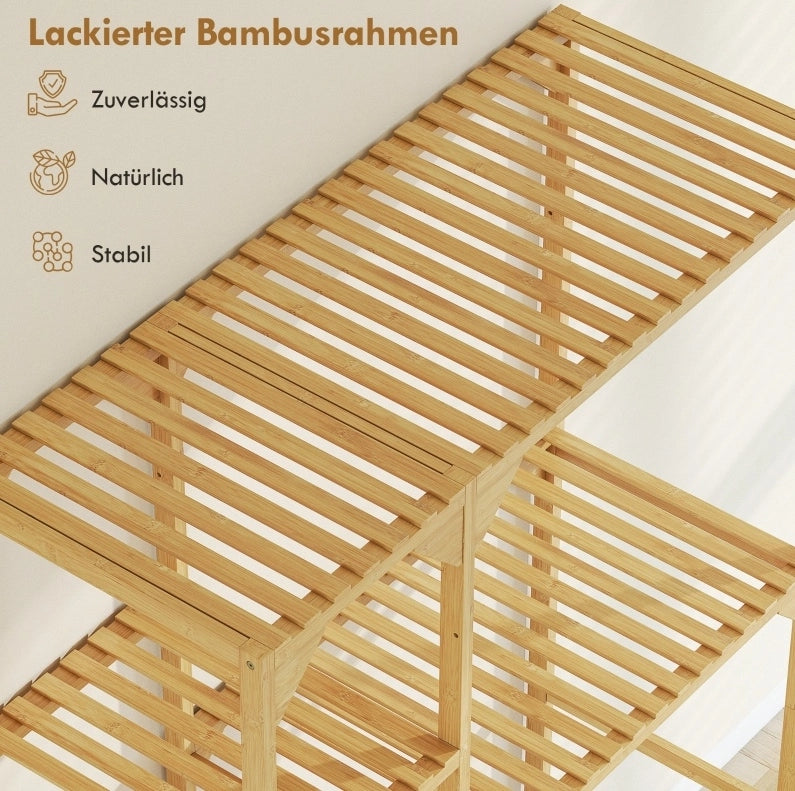 Scaffale per lavatrice in bambù con 7 ripiani regolabili, 100x40x157 cm, salvaspazio