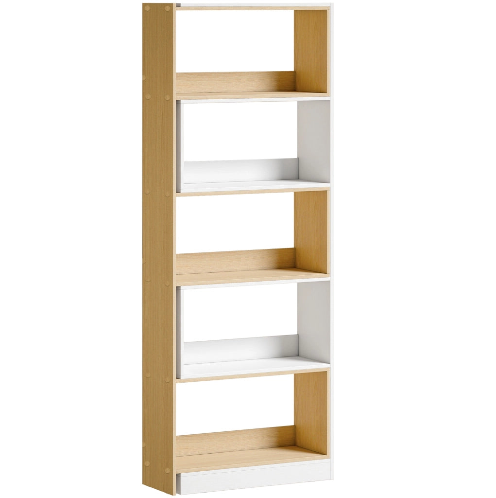Libreria modulare a 5 ripiani rovere e bianco