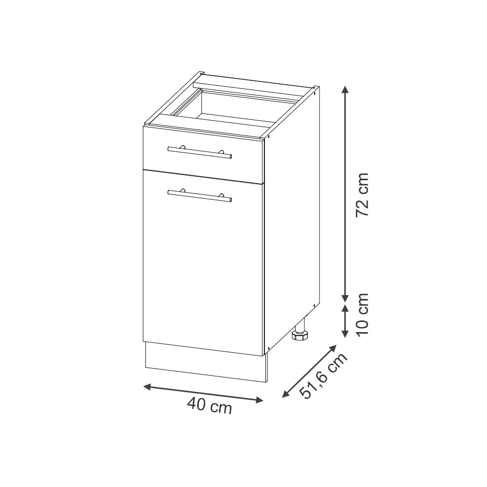Mobiletto base per cucina Fame-Line GrigioBeige/Rovere dorato 40 cm, PL Antracite Vicco