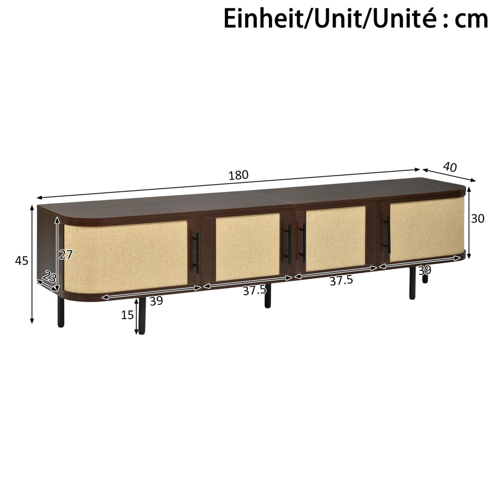 Set mobile TV e credenza 180x40x45/120x40x82 cm in MDF noce