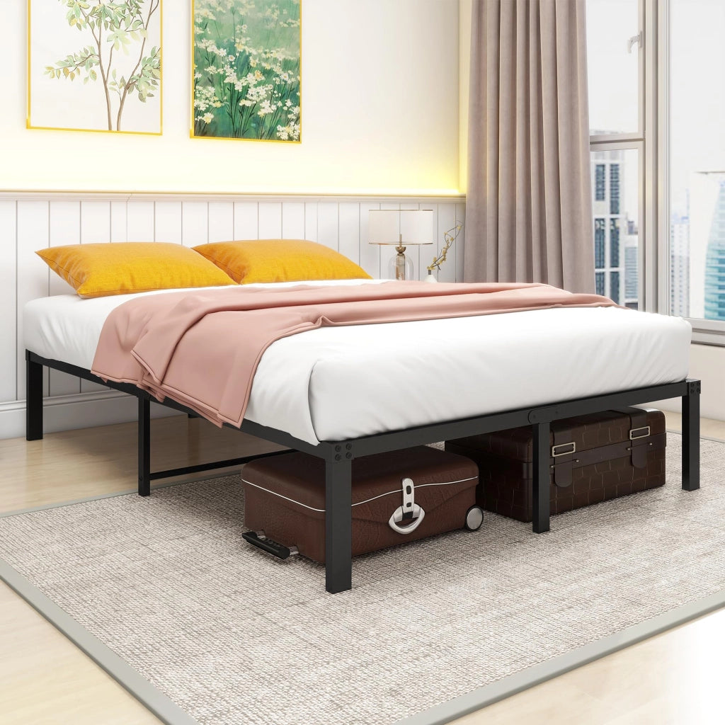 LETTO in metallo 140x200 cm nero con spazio contenitore