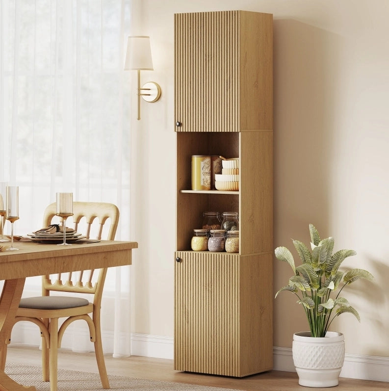 Colonna da bagno 40 x 31 x 182 cm in legno color rovere con ripiani regolabili