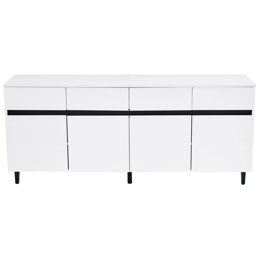 Credenza Bianca Lucida Mobile Buffet 160 cm con 4 Cassetti e 2 Ante
