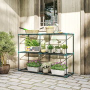 Portapiante 3 livelli 143x48x100 cm verde scuro, acciaio con ripiani