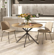 Tavolo da pranzo rotondo ?120 cm con gambe in acciaio a X; effetto rovere
