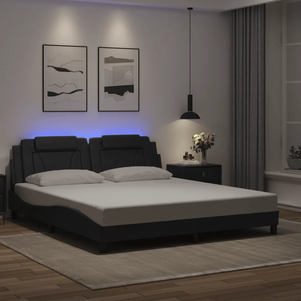 Giroletto Viana con LED senza Materasso Nero 180x200 cm