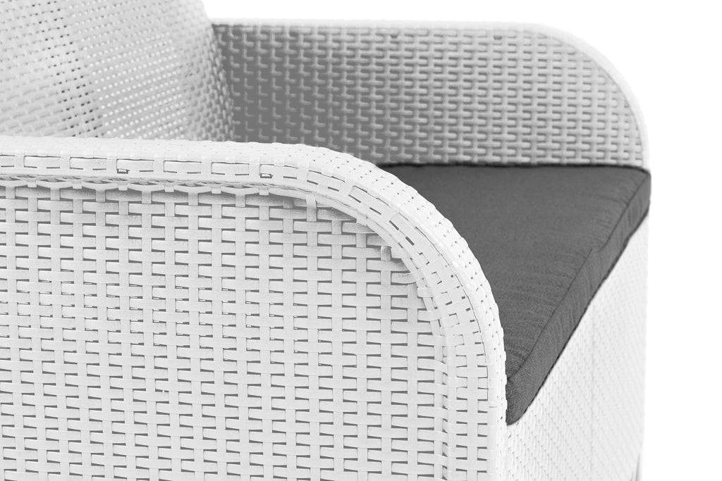 Salottino da Esterno Rosalie Lounge Set in Resina Effetto Rattan 4 Pezzi