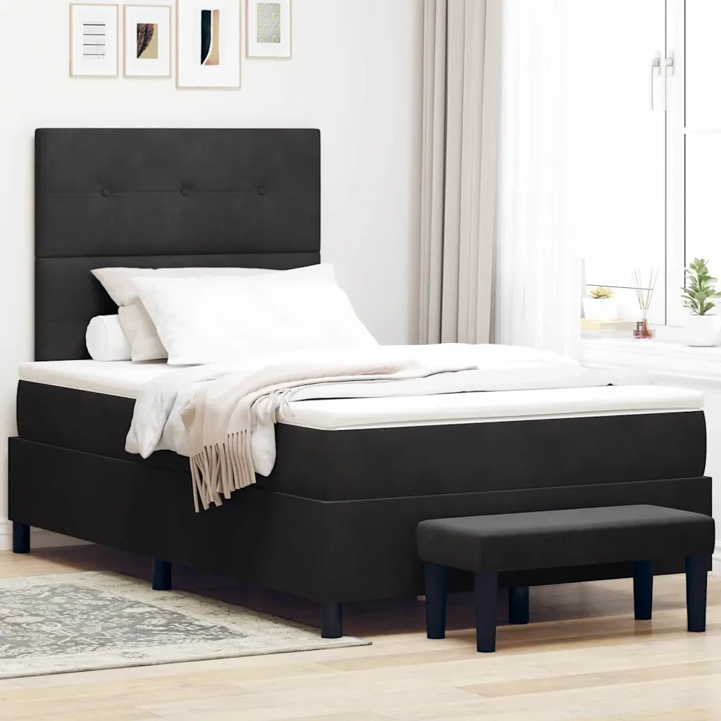 Letto a molle con materasso Nero 120 x 200 cm Velluto