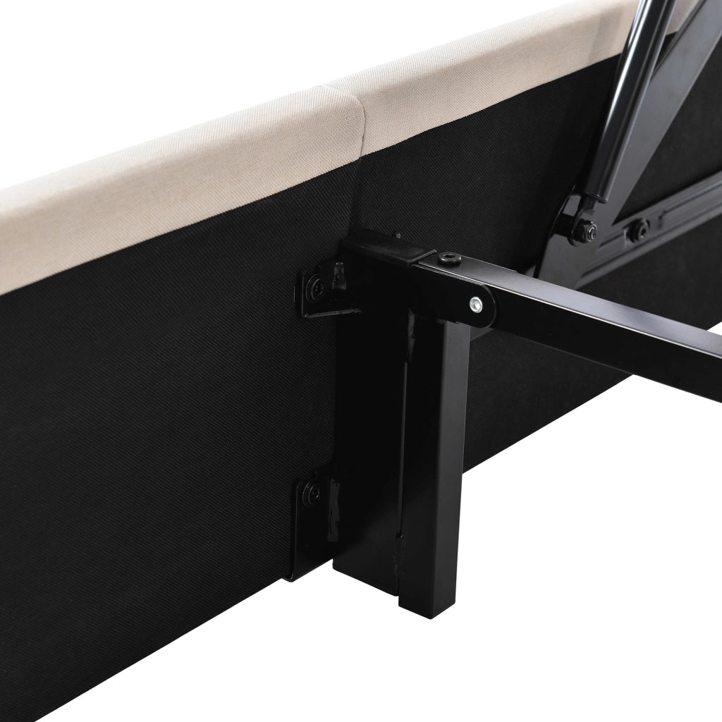 Letto Contenitore 160x200 cm; Letto Matrimoniale - USB; Type-C; LED - in Lino Beige