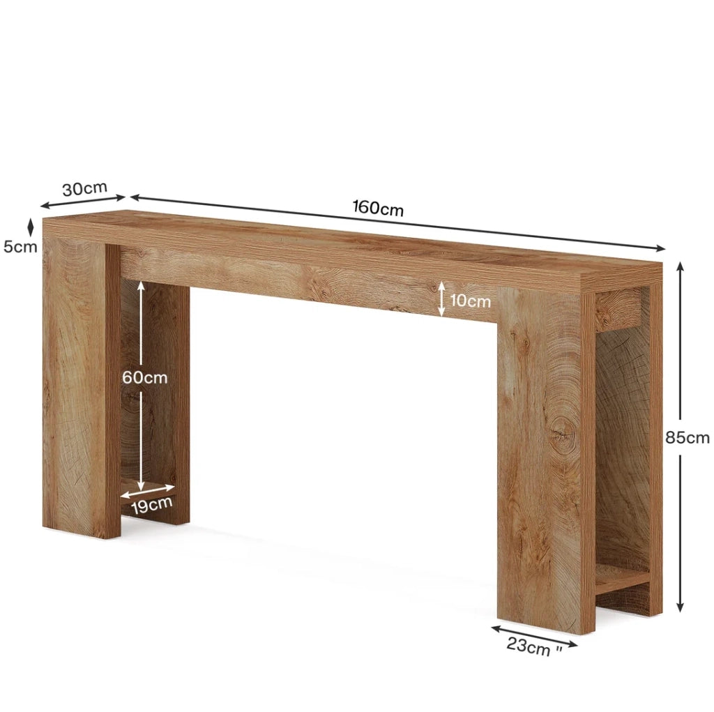 Tavolo consolle extra lungo in legno marrone 63 x 11;81 pollici