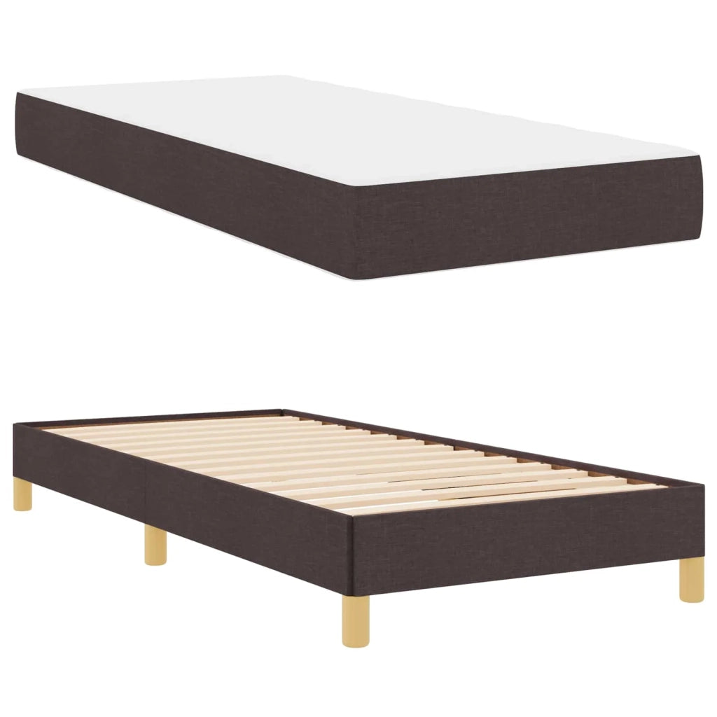 Letto singolo | Letto per adulti | Letto a molle con materasso Marrone Scuro 90 x 200 cm Tessuto