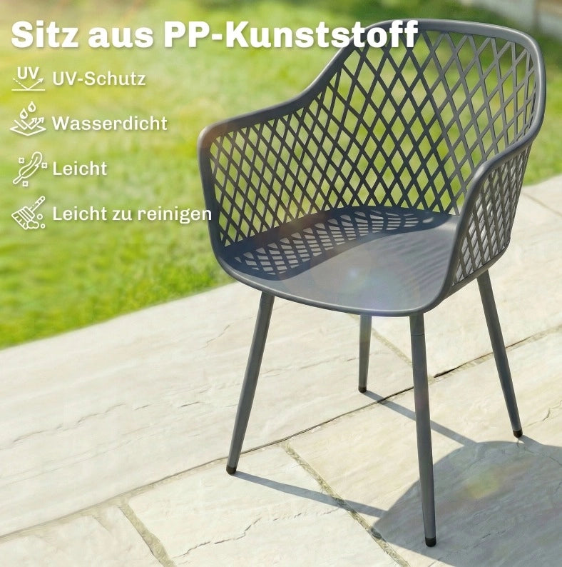 Set 4 sedie da giardino in plastica grigio scuro