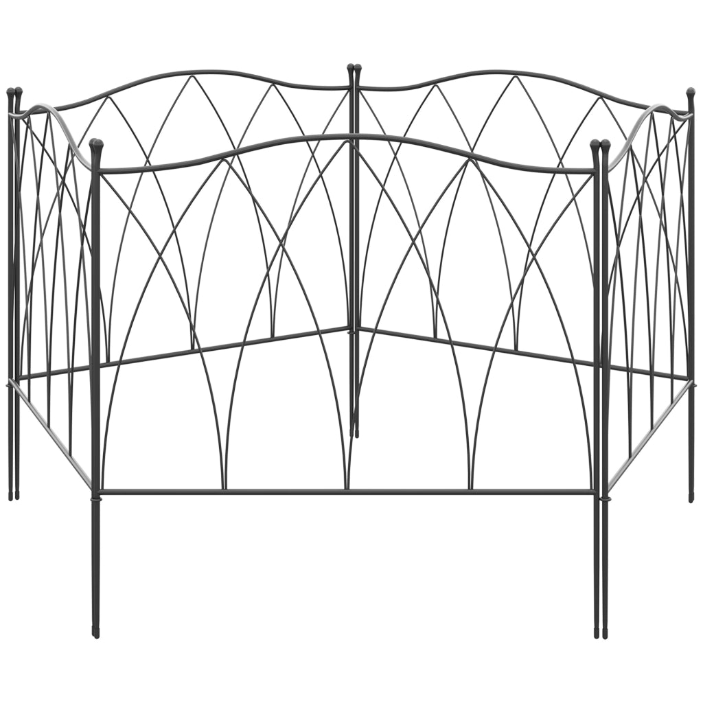 Recinzione decorativa da giardino - Xylo - Set 5 pezzi metallo nero 305x62 cm