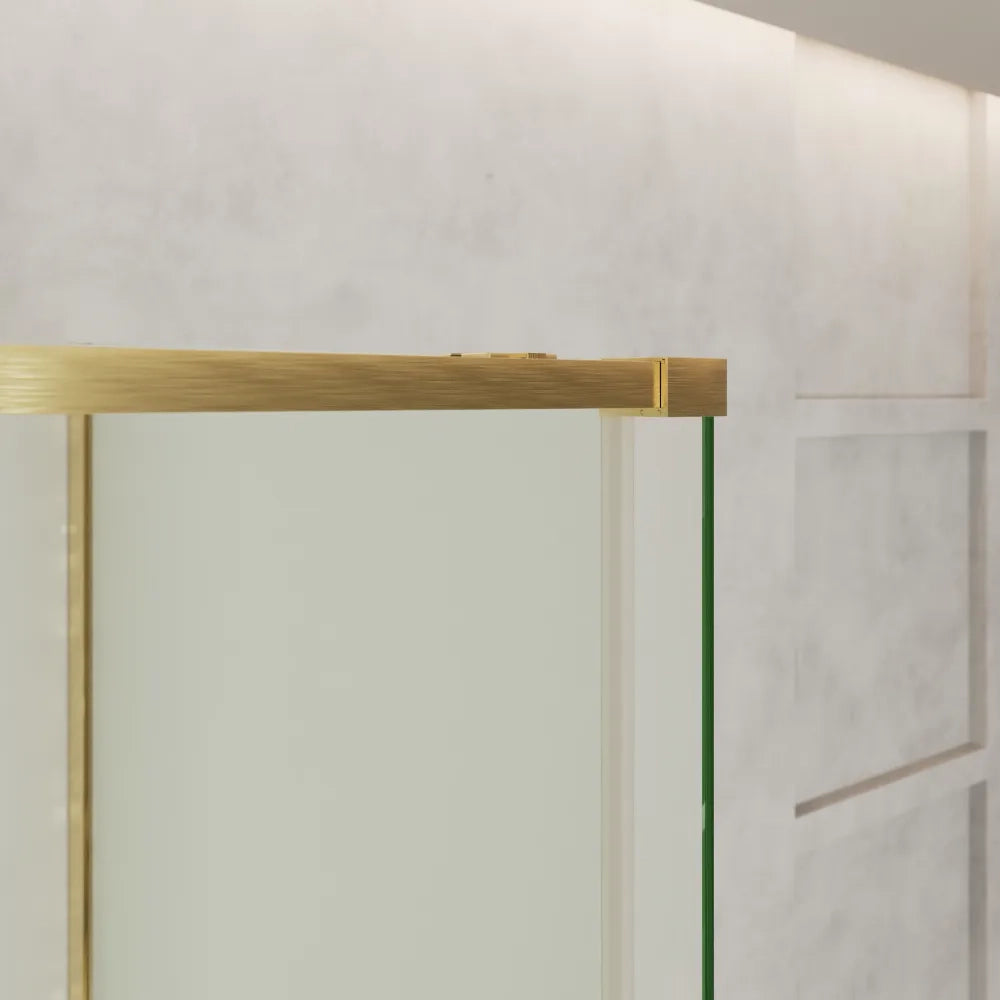 Box doccia 150x90cm scorrevole profili oro spazzolato vetro 8mm trasparente anticalcare h200 | Gili