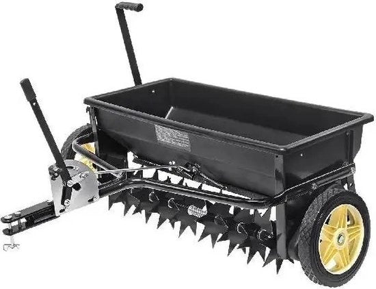 Dispensatore di concime - Distributore di sale - Distributore - 45Kg - 10 Pollici Ruote - Terreno Ruvido - Nero