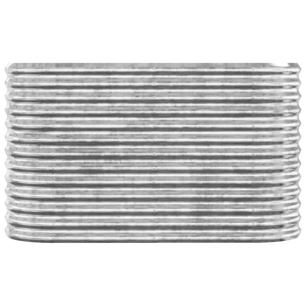 Aiuola ovale rialzata 114 x 40 x 68 cm resistente agli agenti atmosferici realizzata in acciaio zincato argento 02_0046565