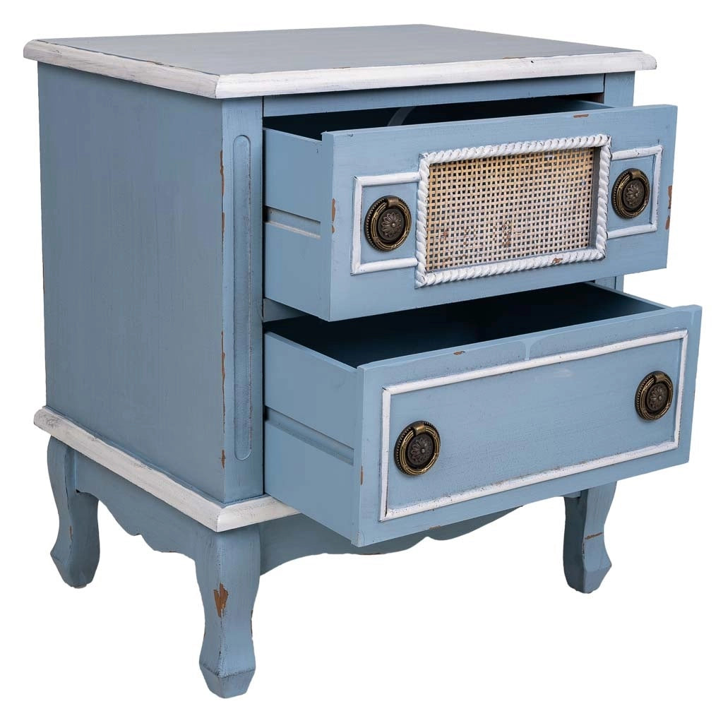 Comodino in legno blu 50x36x56,5