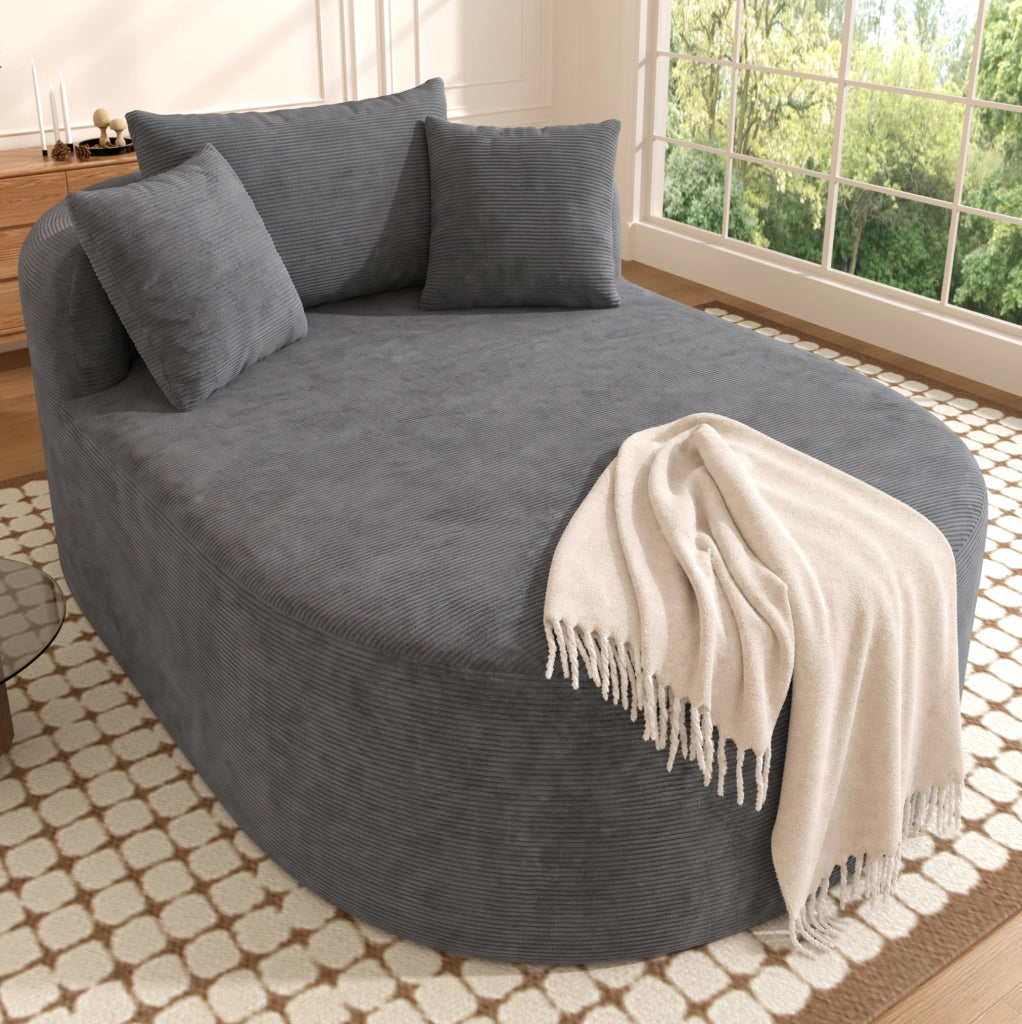 POLTRONA RELAX ovale 170x112,5x83 cm in velluto a coste grigio scuro