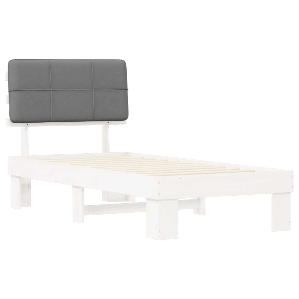 Letto con Testiera Rivestita Grigio chiaro 90 x 190 cm
