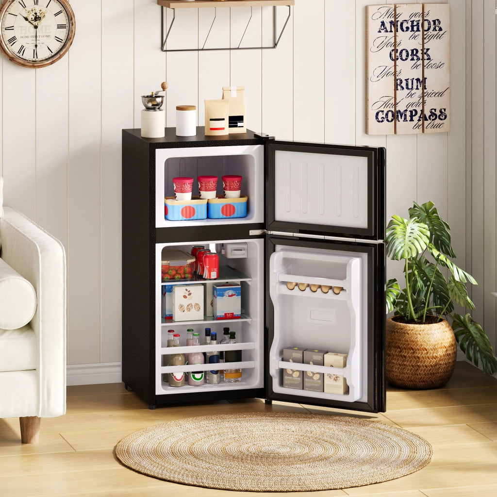 Minifrigo 60 l con congelatore da 22 l porta in vetro LED regolazione a 7 livelli nero 42.5 × 44.5 × 87.5 cm