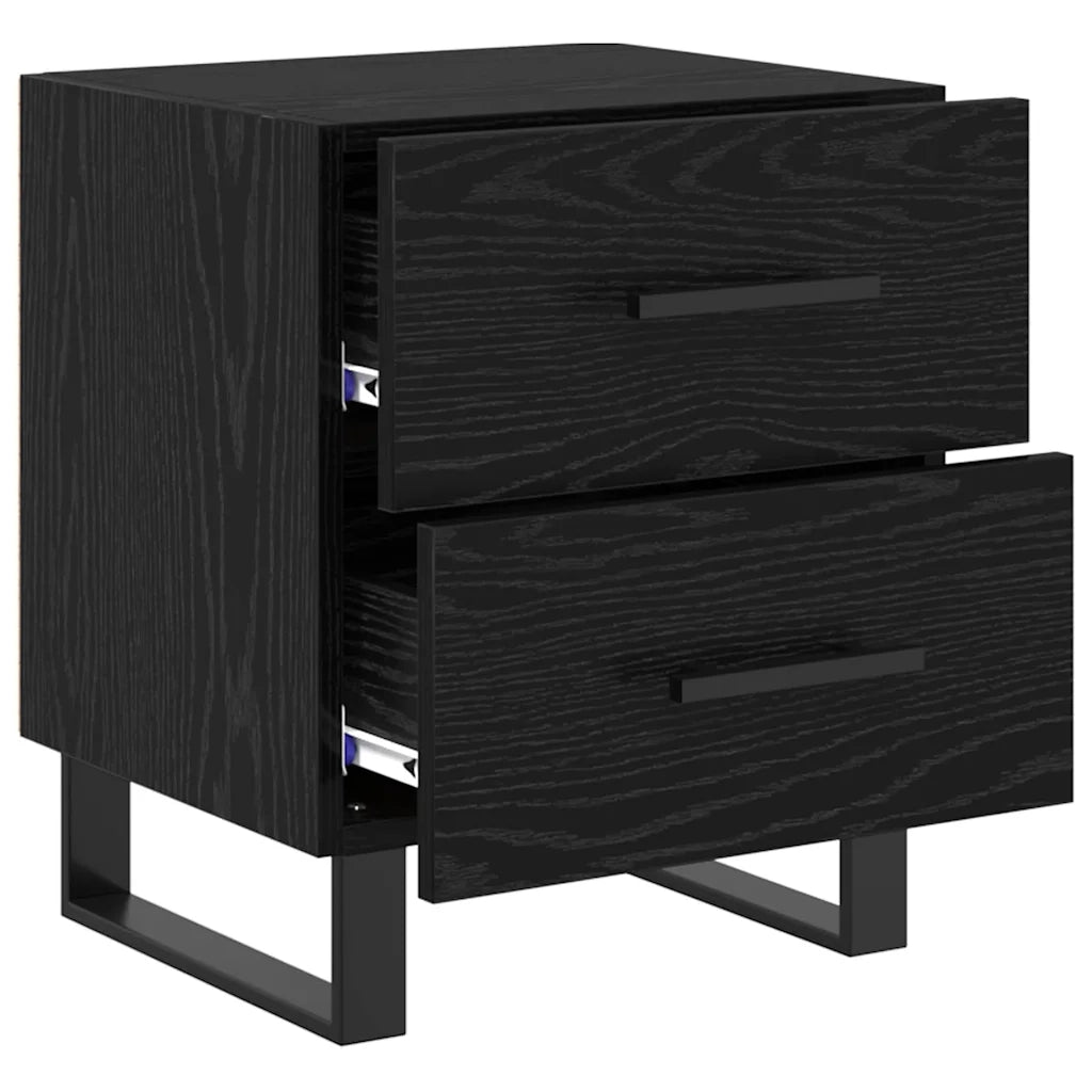 Set di 2 Comodini | Armadio da Notte | Mobiletto da notte Rovere Nero 40 x 35 x 47,5 cm
