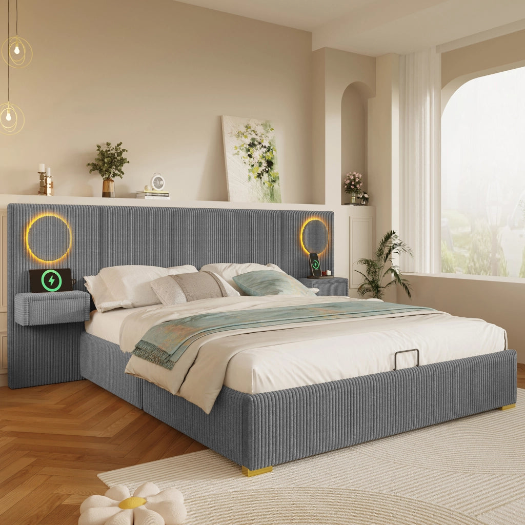 letto imbottito velluto grigio 180 x 200 cm