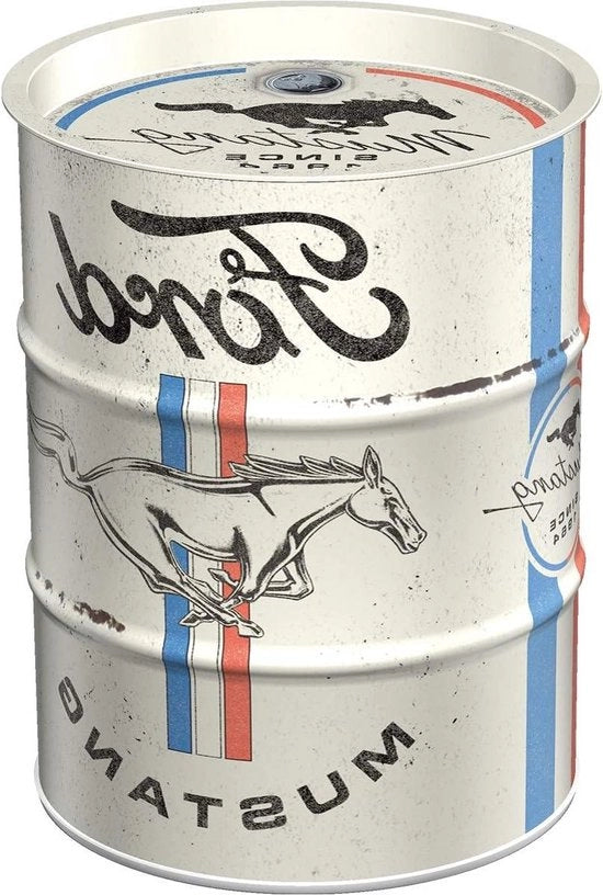 Bicchiere da 600 ml con Logo Mustang e Strisce Vintage in Metallo