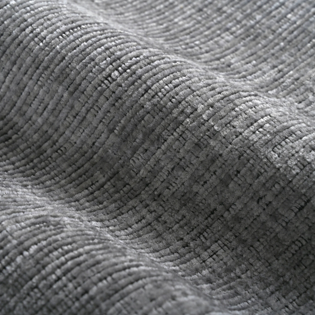 Divano modulare a U con chaise longue contenitore e cuscini in chenille grigio