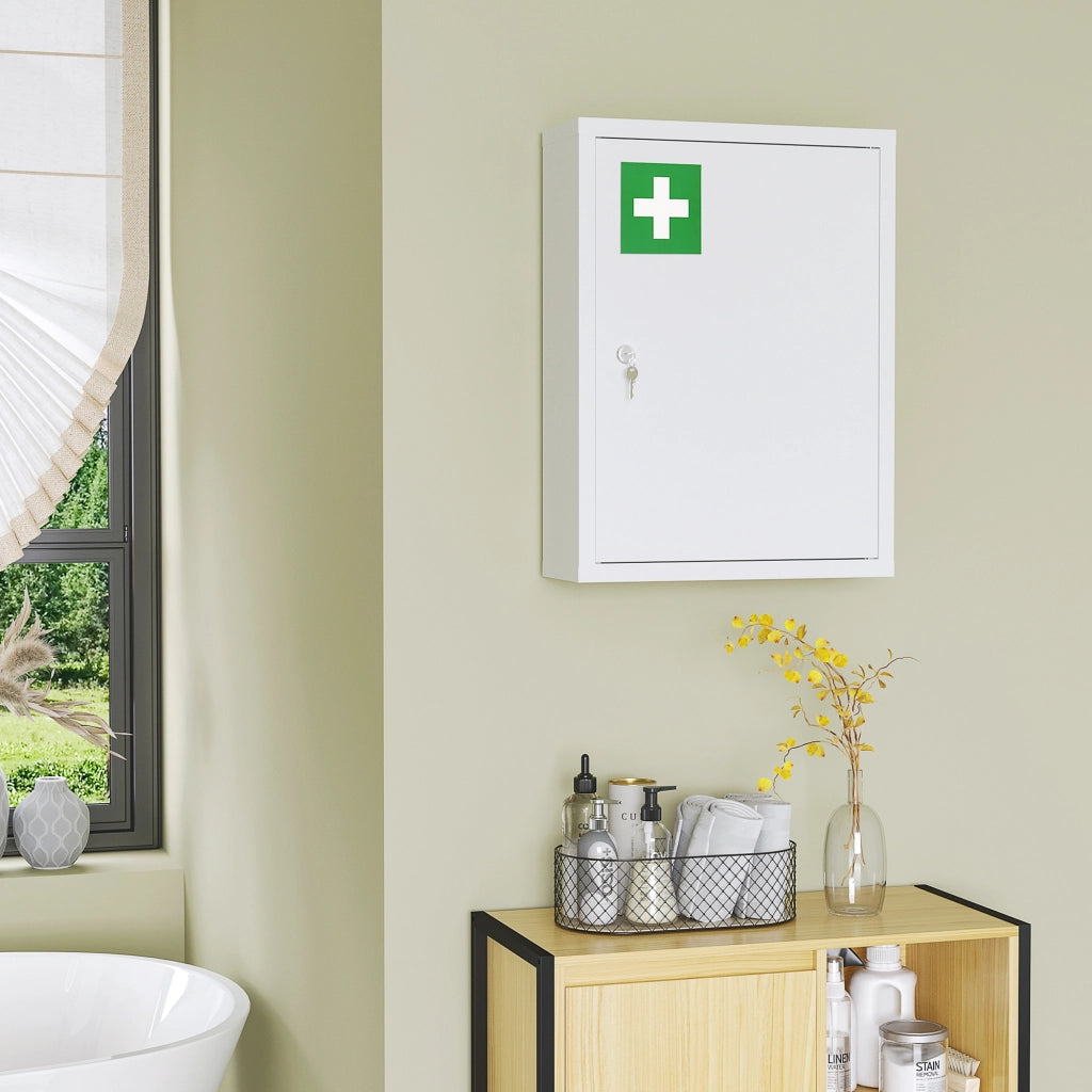 Armadietto Medicinali da Parete ¨C Xylo ¨C Acciaio Bianco con 3 Ripiani 40x15x53,5 cm