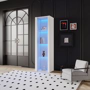 Vetrina da terra con 3 ripiani in vetro e LED tramite app pannello truciolare bianco 55 × 38 × 166 cm