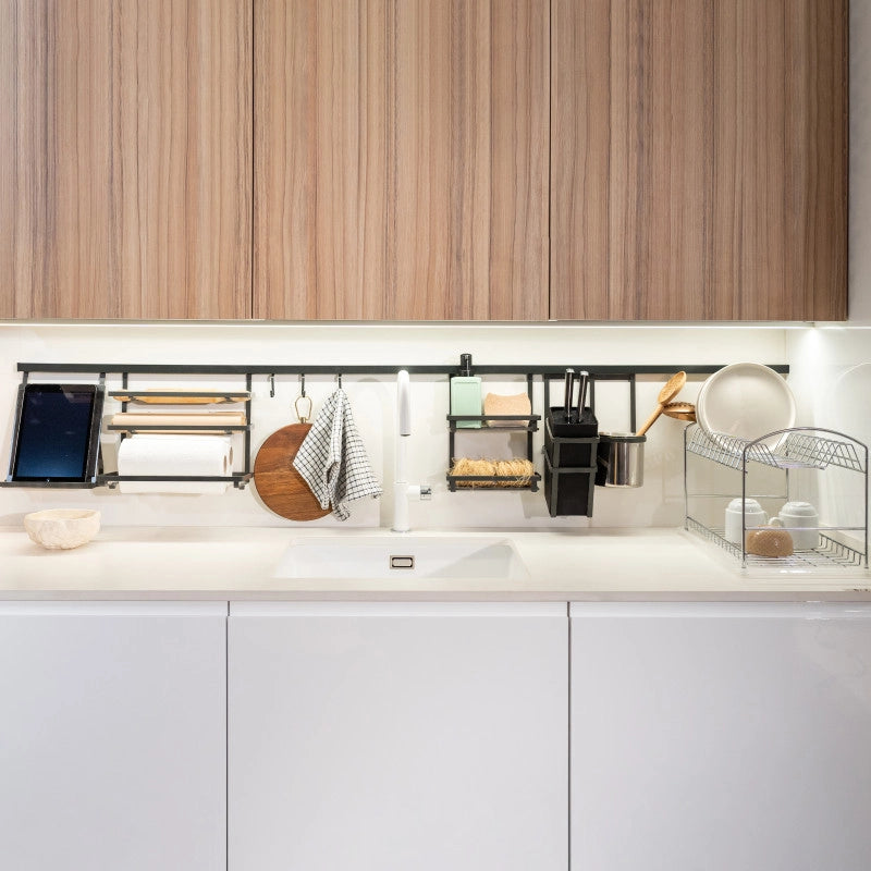 Kit di porta spezie Titane per mobile da cucina o pensile, Acciaio, Grigio antracite