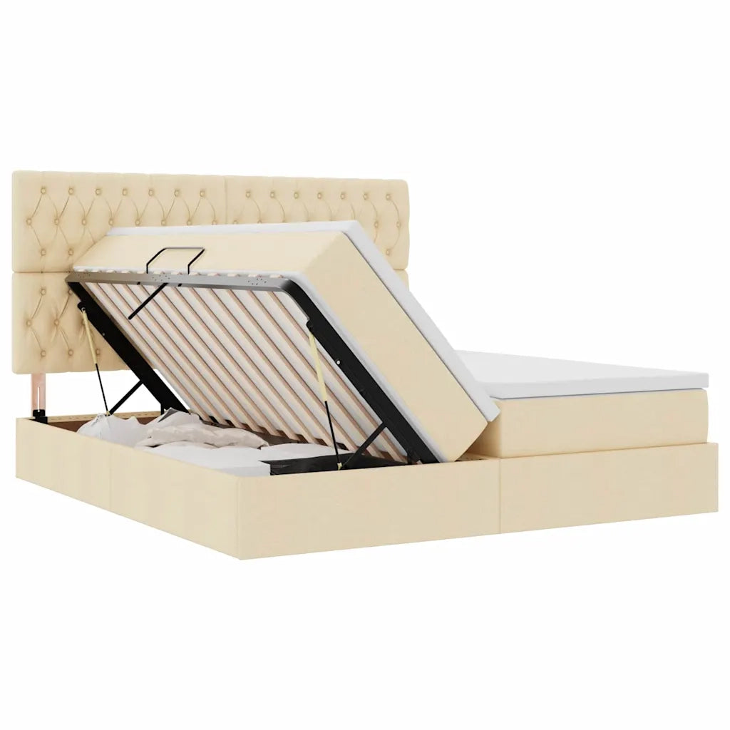 Letto con Contenitore Crema 200 x 200 cm Pelle Sintetica 3372219